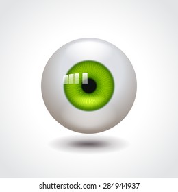 Eyeball with green iris photo realistic vector illustration