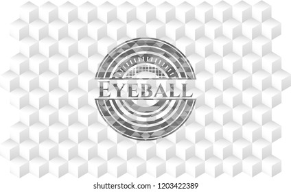 Eyeball grey emblem with cube white background