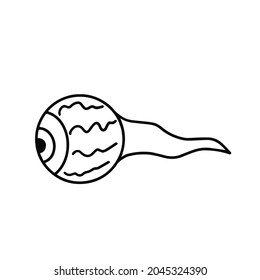Eyeball Halloween is isolated on a white background. Vector illustration for printing, backgrounds, wallpapers, covers, packaging, greeting cards, posters, stickers, textile and seasonal design.