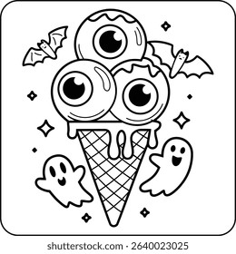 Eyeball Ice Cream Coloring Page