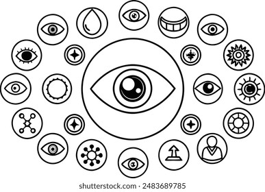 eyeball icon. Line Icon. Editable Stroke.