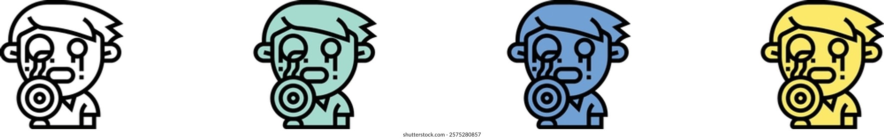 eyeball icon. Outline, Green, Blue and Yellow Style Design Isolated On White Background