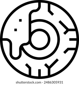 icono del globo ocular. Diseño de estilo lineal delgado aislado sobre fondo blanco