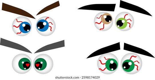 Eyeball icons set, vector illustration 