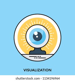 Eyeball inside a webcam producing visualization icon