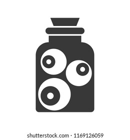 eyeball in jar, Halloween solid icon