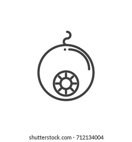 Eyeball line icon, outline vector sign, linear style pictogram isolated on white. Halloween holiday Symbol, logo illustration. Editable stroke