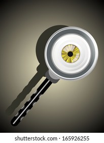 Eyeball in magnifying glass