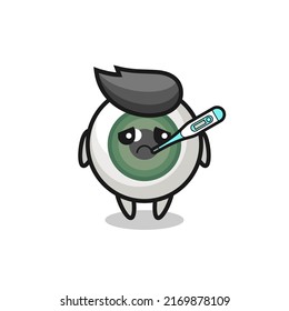 eyeball mascot character with fever condition , cute style design for t shirt, sticker, logo element
