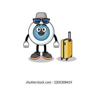 eyeball mascot doing vacation , character design