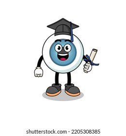 eyeball mascot with graduation pose , character design