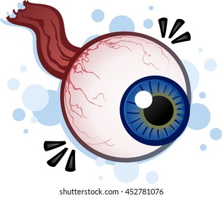 Eyeball And Optic Nerve Cartoon Illustration
