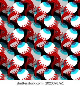 Patrón de béisbol sin fisuras. Fondo ocular. Ojos con textura de nervios. ornamento vectorial