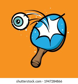 Eyeball ping pong vector concept. Sport activity symbol illustration with stipple effect