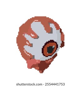 Eyeball pixel art, vector illustration on isolated background.