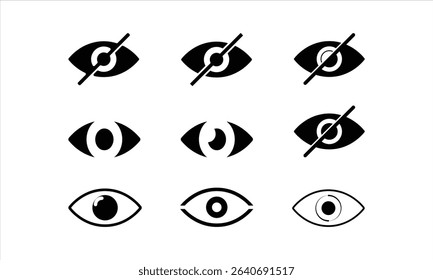 Eyeball Reading Mood Flat Icon Design. Clear Indicators for View and Hide Actions