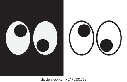 Eyeball of toys set, googly eyes, plastic open eyes of dolls looking . isolated on white and black background vector illustration. EPS 10