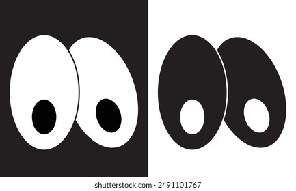 Eyeball of toys set, googly eyes, plastic open eyes of dolls looking . isolated on white and black background vector illustration. EPS 10