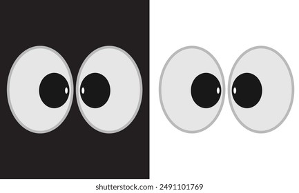 Eyeball of toys set, googly eyes, plastic open eyes of dolls looking . isolated on white and black background vector illustration. EPS 10