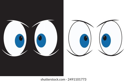 Eyeball of toys set, googly eyes, plastic open eyes of dolls looking . isolated on white and black background vector illustration. EPS 10