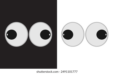 Eyeball of toys set, googly eyes, plastic open eyes of dolls looking . isolated on white and black background vector illustration. EPS 10