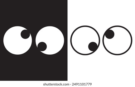 Eyeball of toys set, googly eyes, plastic open eyes of dolls looking . isolated on white and black background vector illustration. EPS 10