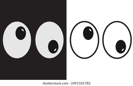 Eyeball of toys set, googly eyes, plastic open eyes of dolls looking . isolated on white and black background vector illustration. EPS 10