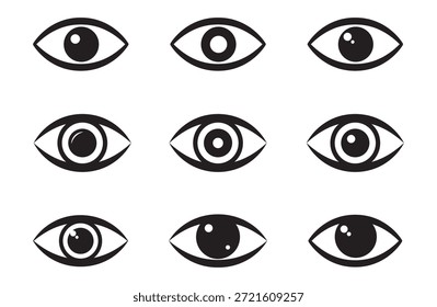 Conjunto de iconos de visión ocular para la interfaz de visualización y reloj