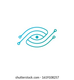 Eyeball vision technology circuit board modern professional line geometry logo icon template