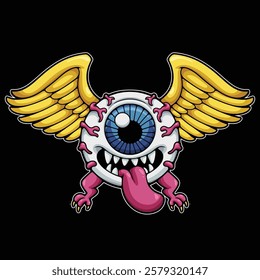 eyeball wings cartoon illustration style