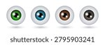 Eyeballs 3d icon. Eyes of different colors. Vector 3d clip art