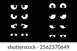 Eyeballs different emotions. Unisex eye expressions, pithy vector collection.