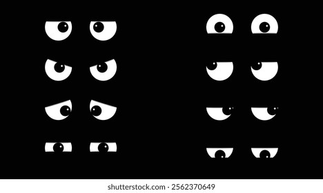 Eyeballs different emotions. Unisex eye expressions, pithy vector collection.