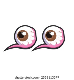 eyeballs with outline in flat vector design.