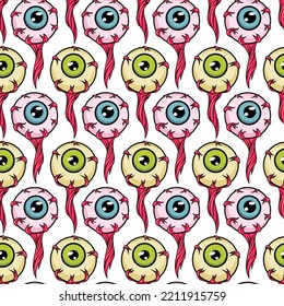 Eyeballs seamless pattern. Eye muscle cartoon illustration background design.