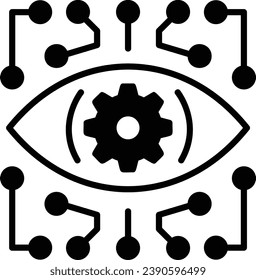 eyeball-scanning and tracking concept, Ophthalmic Imaging vector icon design, predictive modeling or adaptive control symbol, artificial intelligence  sign, neural circuit stock illustration