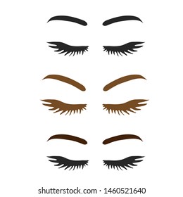 eyebrow brows with eyelash lashes vectors illustration
