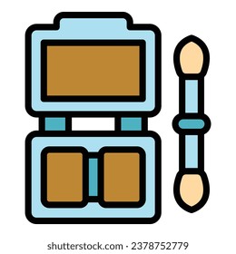 Eyebrow brush icon outline vector. Cosmetic make up. Blush shadow color flat