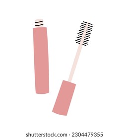 Eyebrow brush. Mascara brush. Makeup and beauty tools silhouette. Vector illustration.