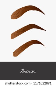 Eyebrow color gradient set. For banner:  brown makeup or brow hair dye. Forms, shapes and type. Hand-drawn vector sketch illustration.