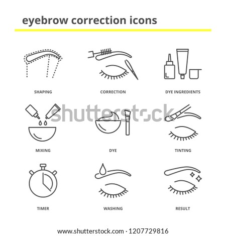 Eyebrow correction icons set