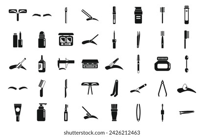 Eyebrow correction icons set simple vector. Beauty brow body. Care face