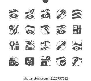 Eyebrow correction. Tweezers, hair, removal, salon, attachment and care. Cosmetology and beauty. Vector Solid Icons. Simple Pictogram