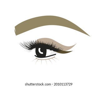 eyebrow and eye with eyelashes. makeup for beauty salon vector illustration