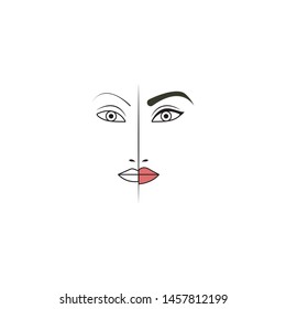 Eyebrow, Eye And Lip Tattoo Before And After. Makeup Artist Icon, Makeup Logo. Vector Illustration