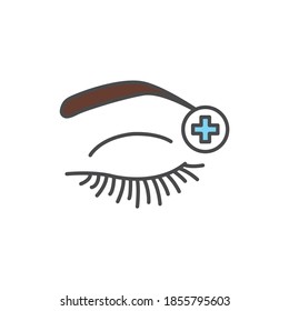 Eyebrow and eyelash treatment color line icon. Pictogram for web page, mobile app, promo. UI/UX/GUI design element. Editable stroke.