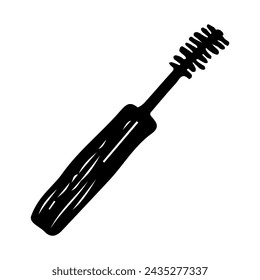 Eyebrow and eyelashes brush isolated on a white background. Vector illustration in doodle style.