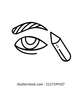 eyebrow icon black and white vector illustration. Editable outline stroke.