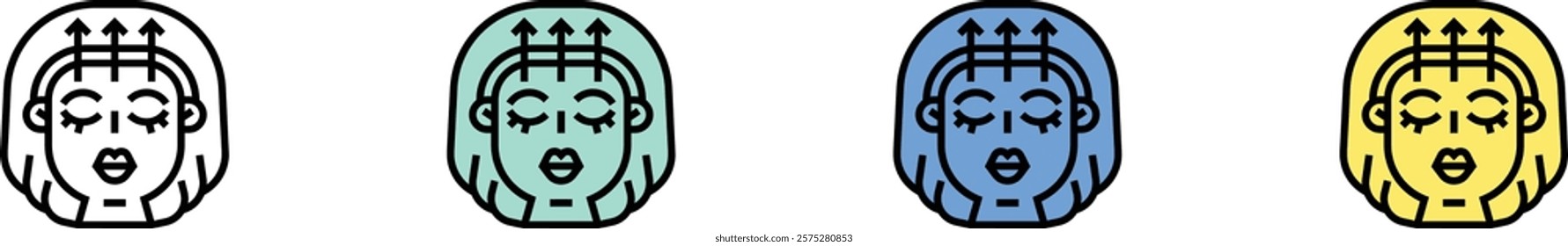 eyebrow icon. Outline, Green, Blue and Yellow Style Design Isolated On White Background