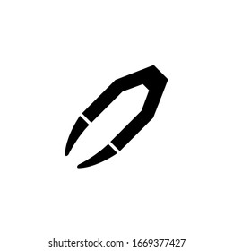 Eyebrow or Lens Tweezers. Flat Vector Icon illustration. Simple black symbol on white background. Eyebrow or Lens Tweezers sign design template for web and mobile UI element